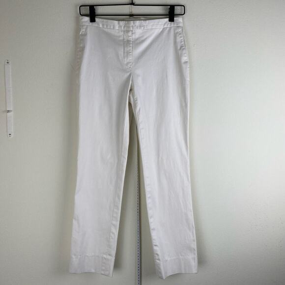 Jil Sander Cropped Pants Size 2 or 34 White Cotton Stretch Quiet Luxury Staple - Picture 3 of 10